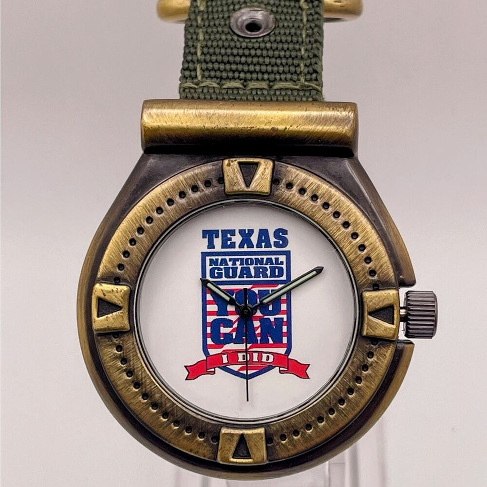 Infinity Men's Quartz Watch - Texas National Guard, Dark Gold Case, Green Band